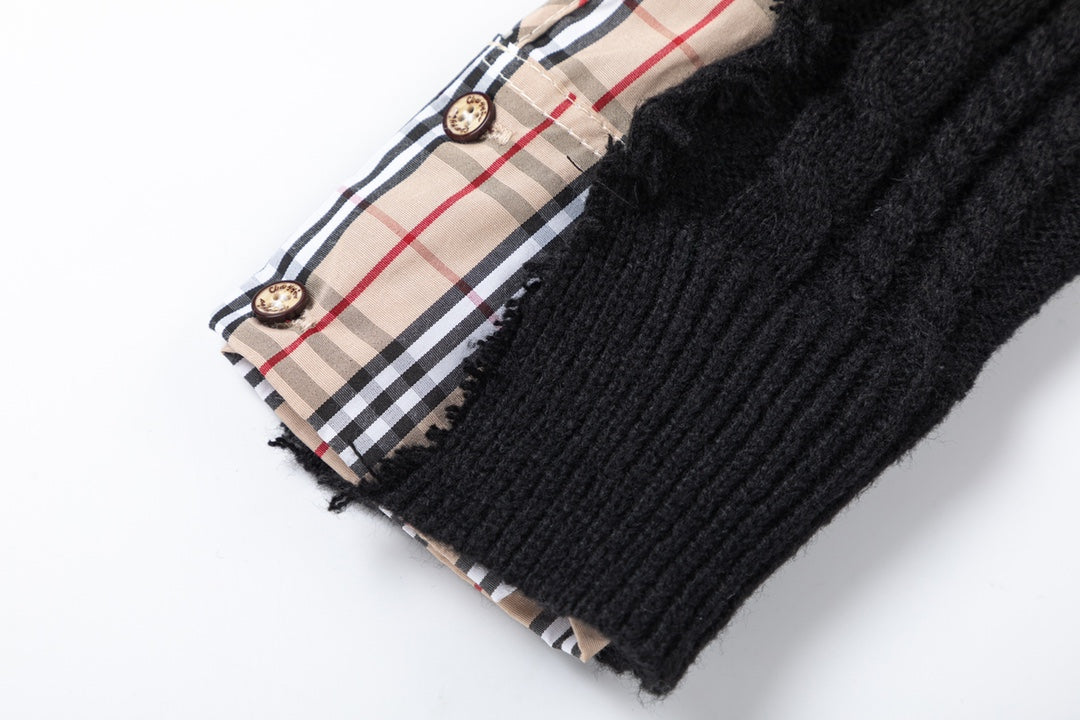 1021 New black patchwork sweater