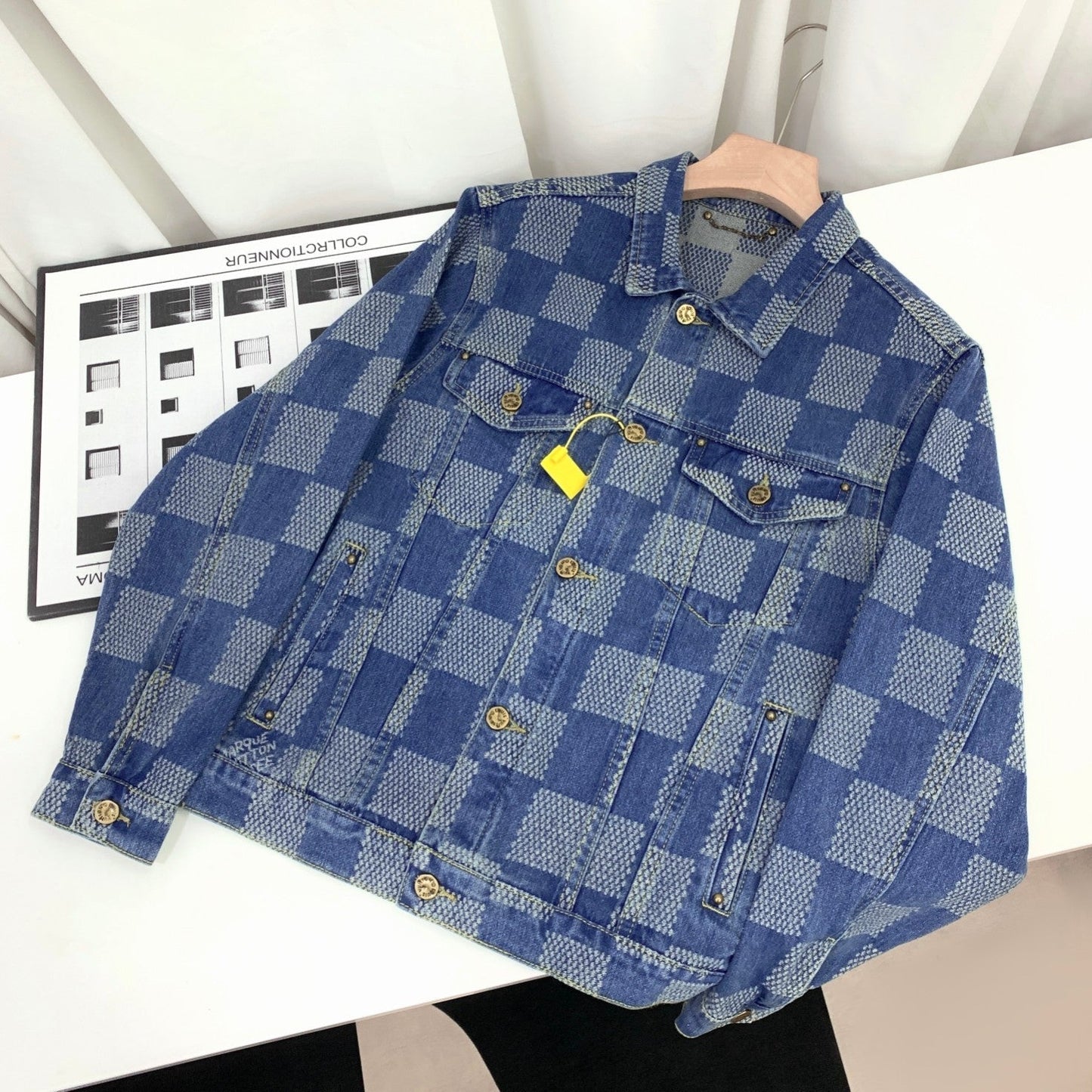 0717 Classic plaid style denim suit