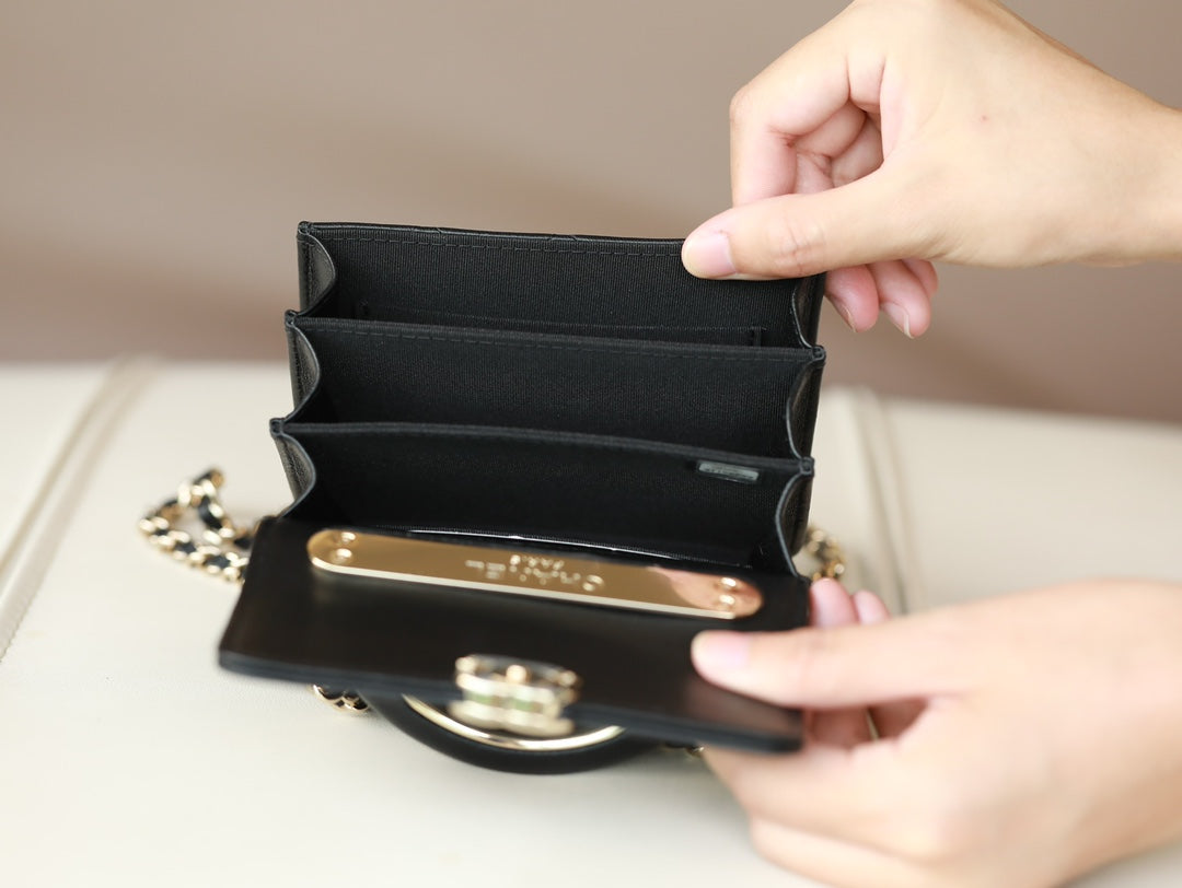 0528 Black handle small card holder mini handle chain bag