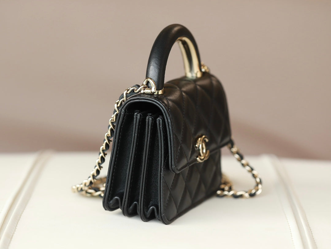 0528 Black handle small card holder mini handle chain bag