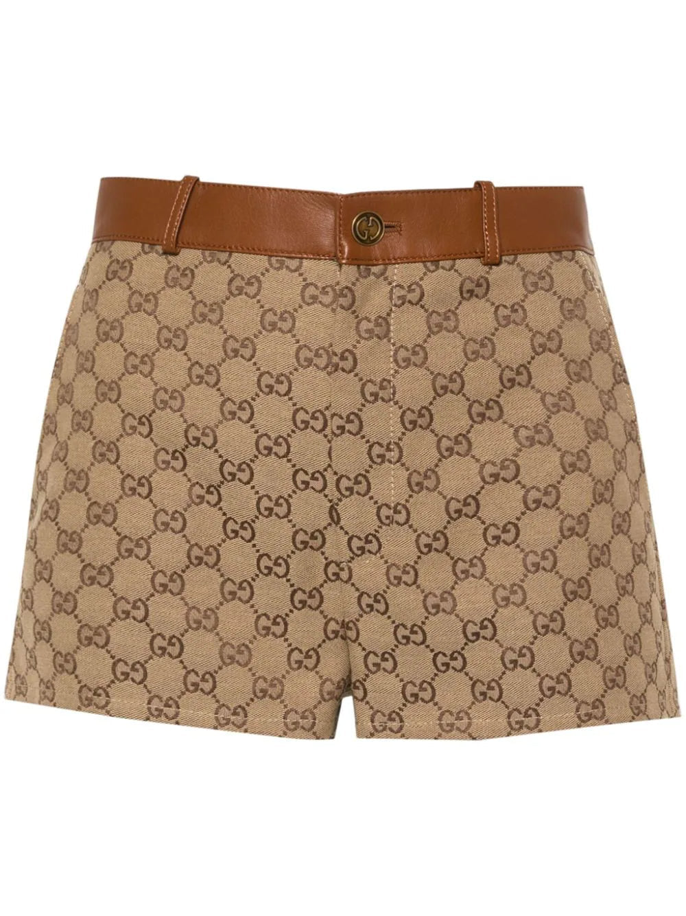 0528 Canvas leather trim shorts