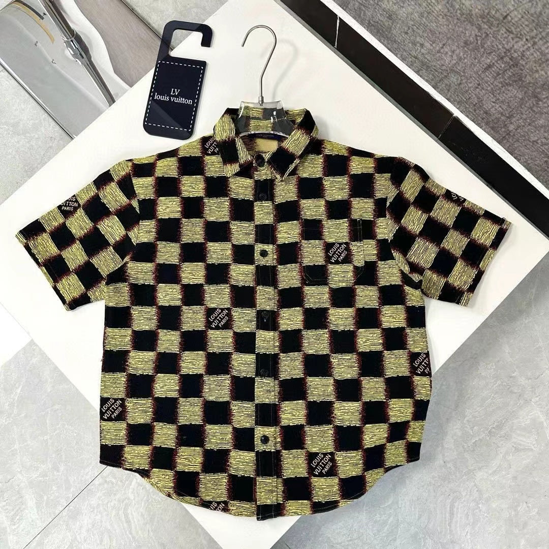 0528 Chess and card trend denim trendy brand retro jacket plaid shirt