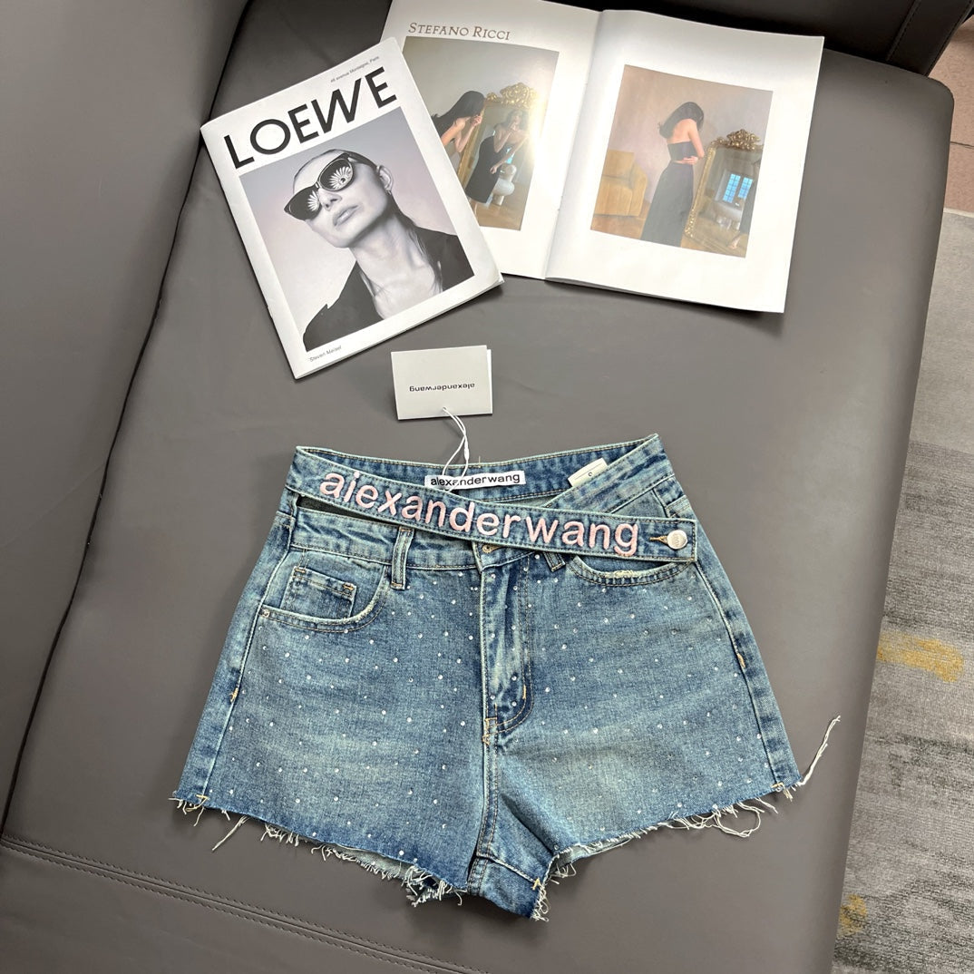 0528 Classic Lettering Denim Shorts