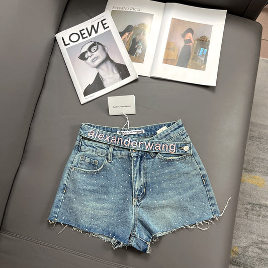 0528 Classic Lettering Denim Shorts