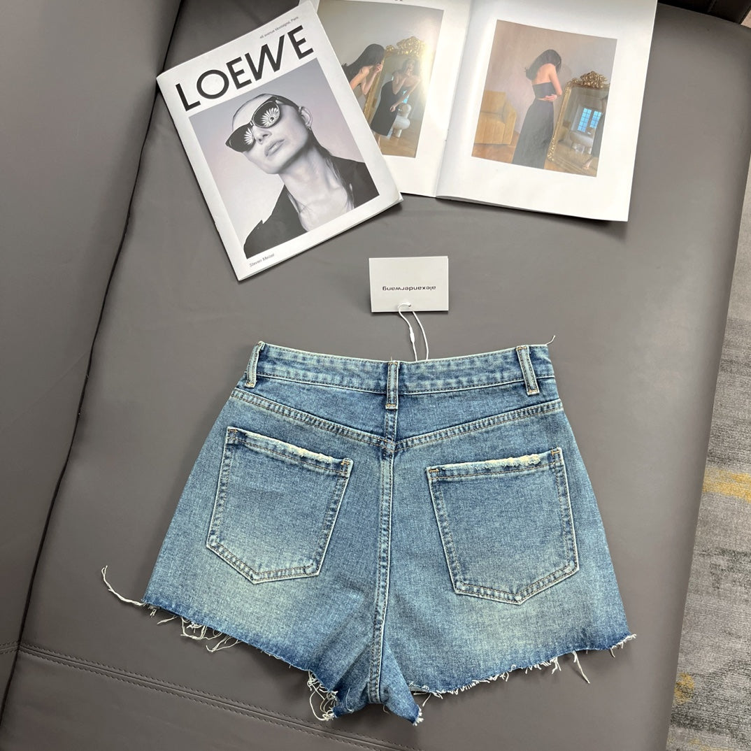 0528 Classic Lettering Denim Shorts