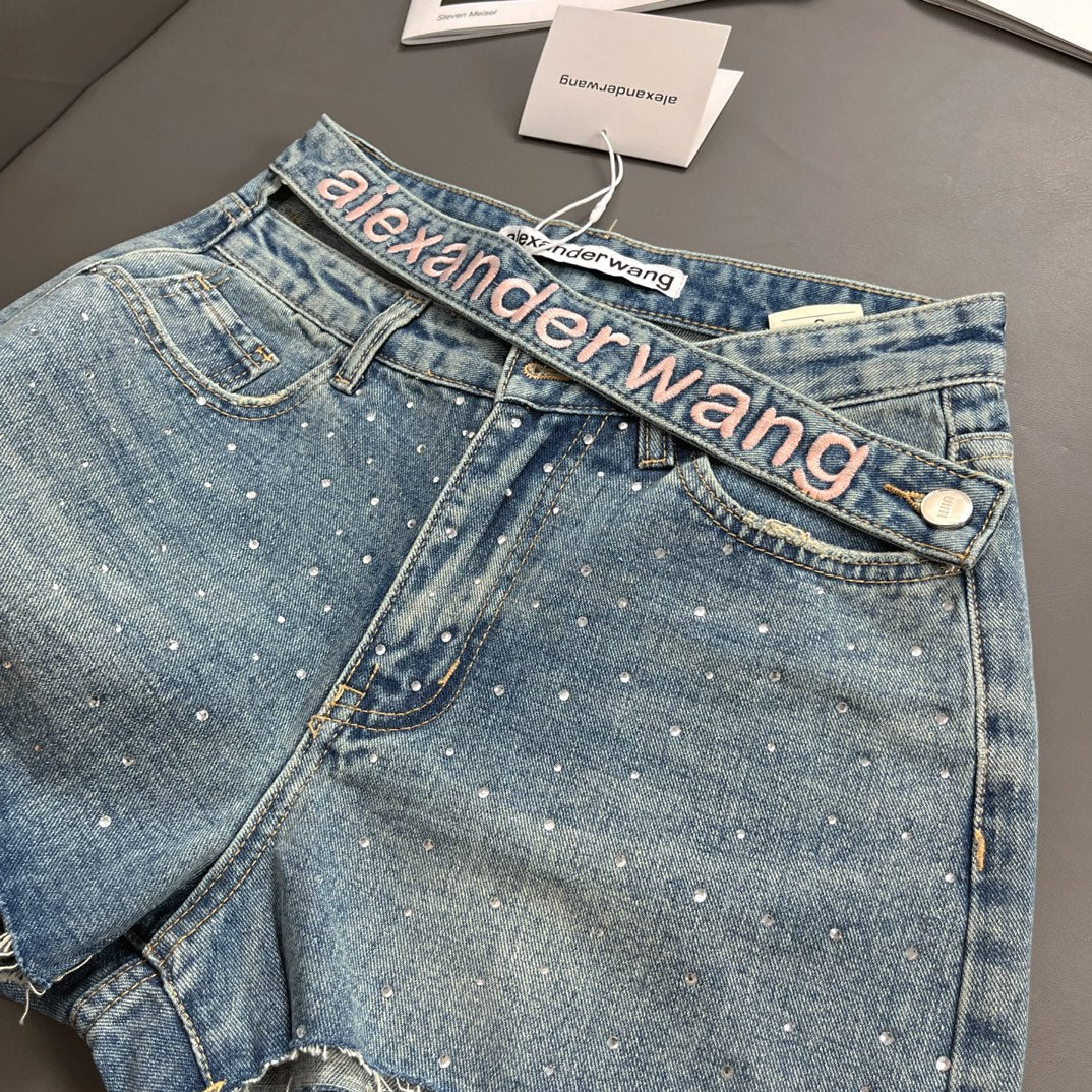 0528 Classic Lettering Denim Shorts