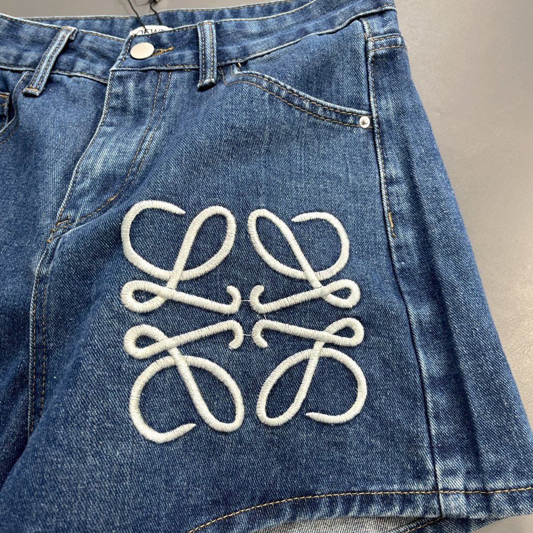 0528 Embroidered denim shorts