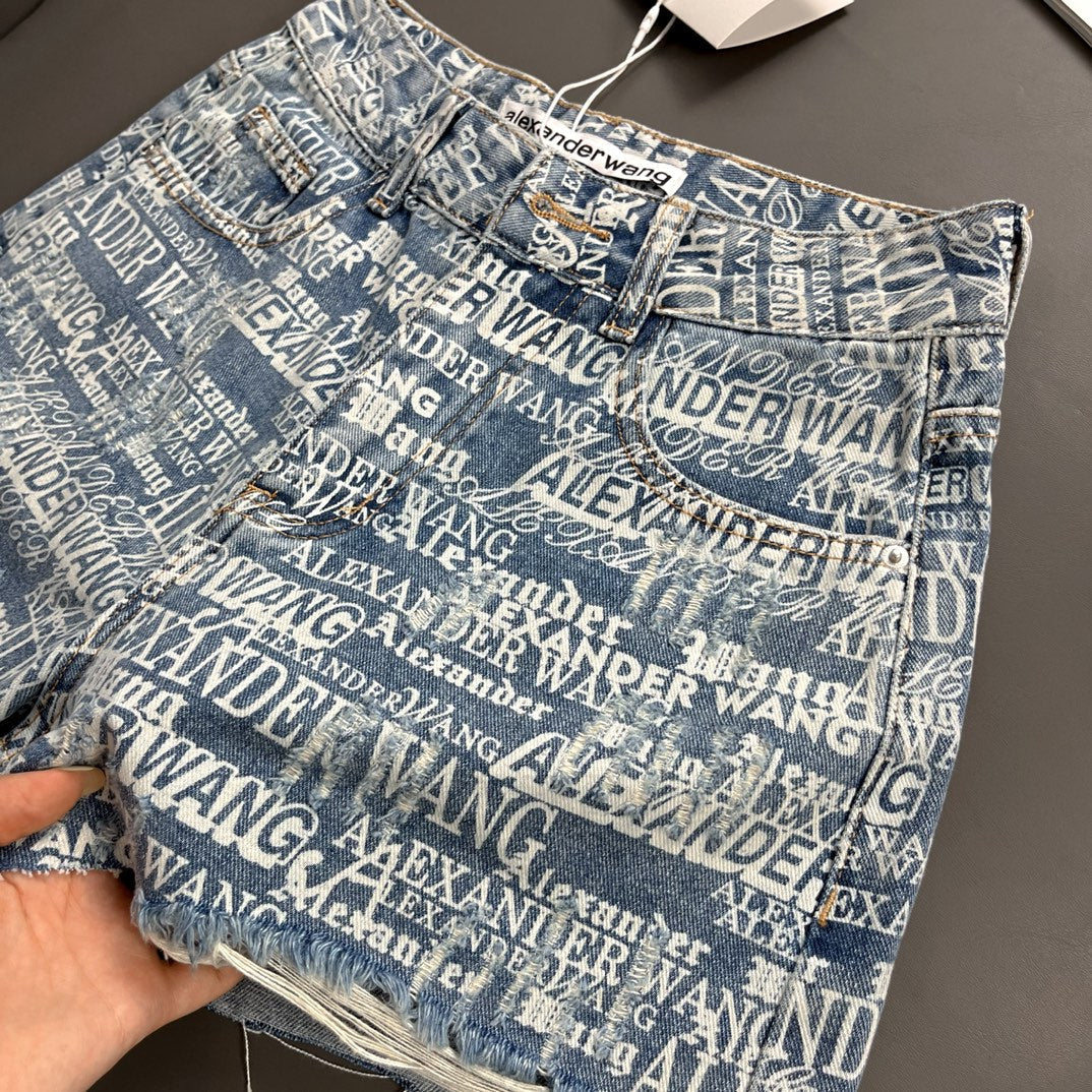 0528 Fringed denim shorts