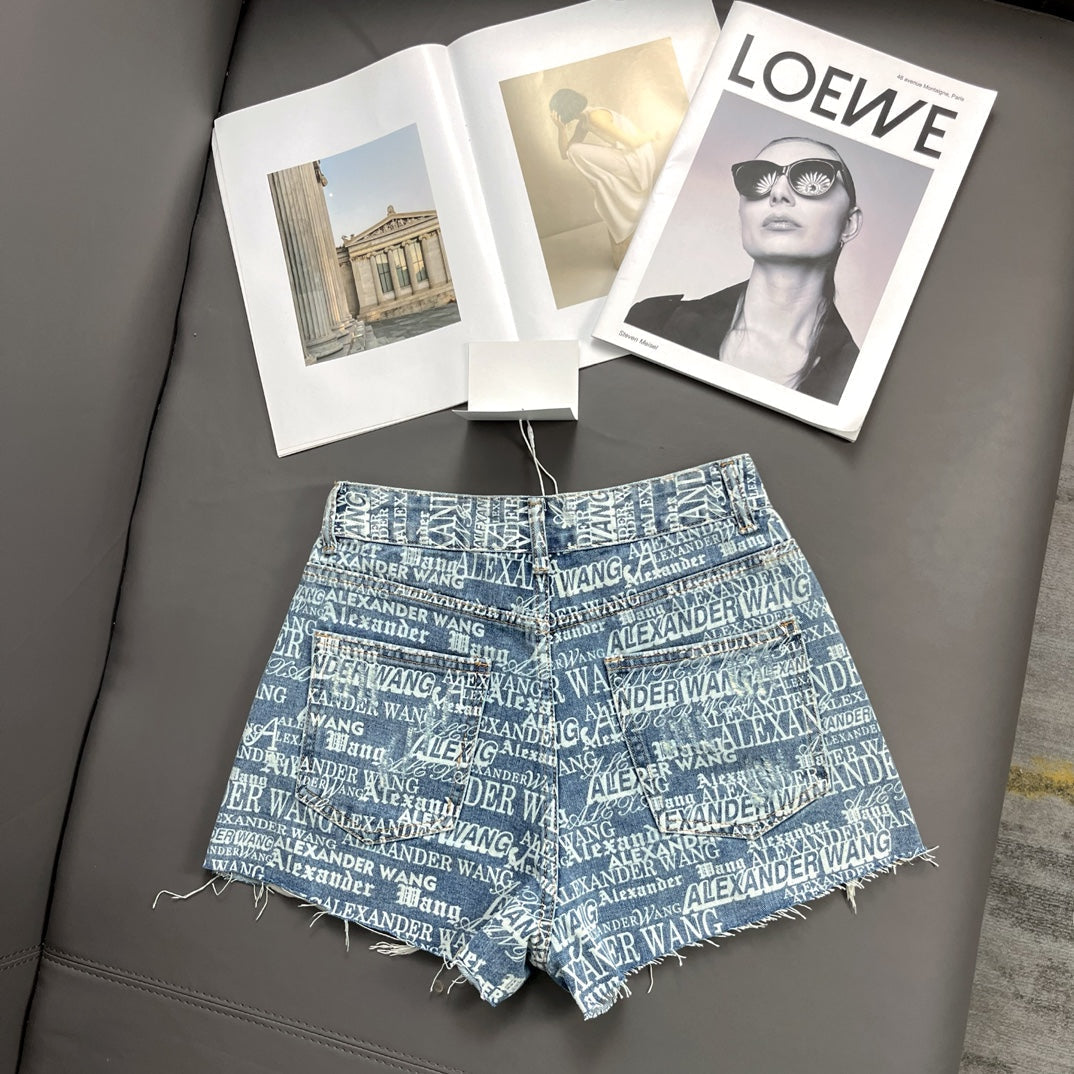 0528 Fringed denim shorts