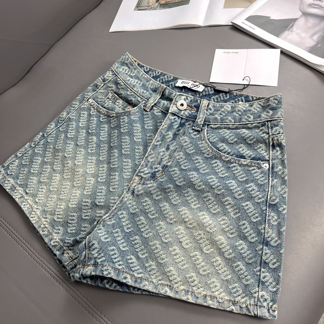 0528 Jacquard logo denim shorts