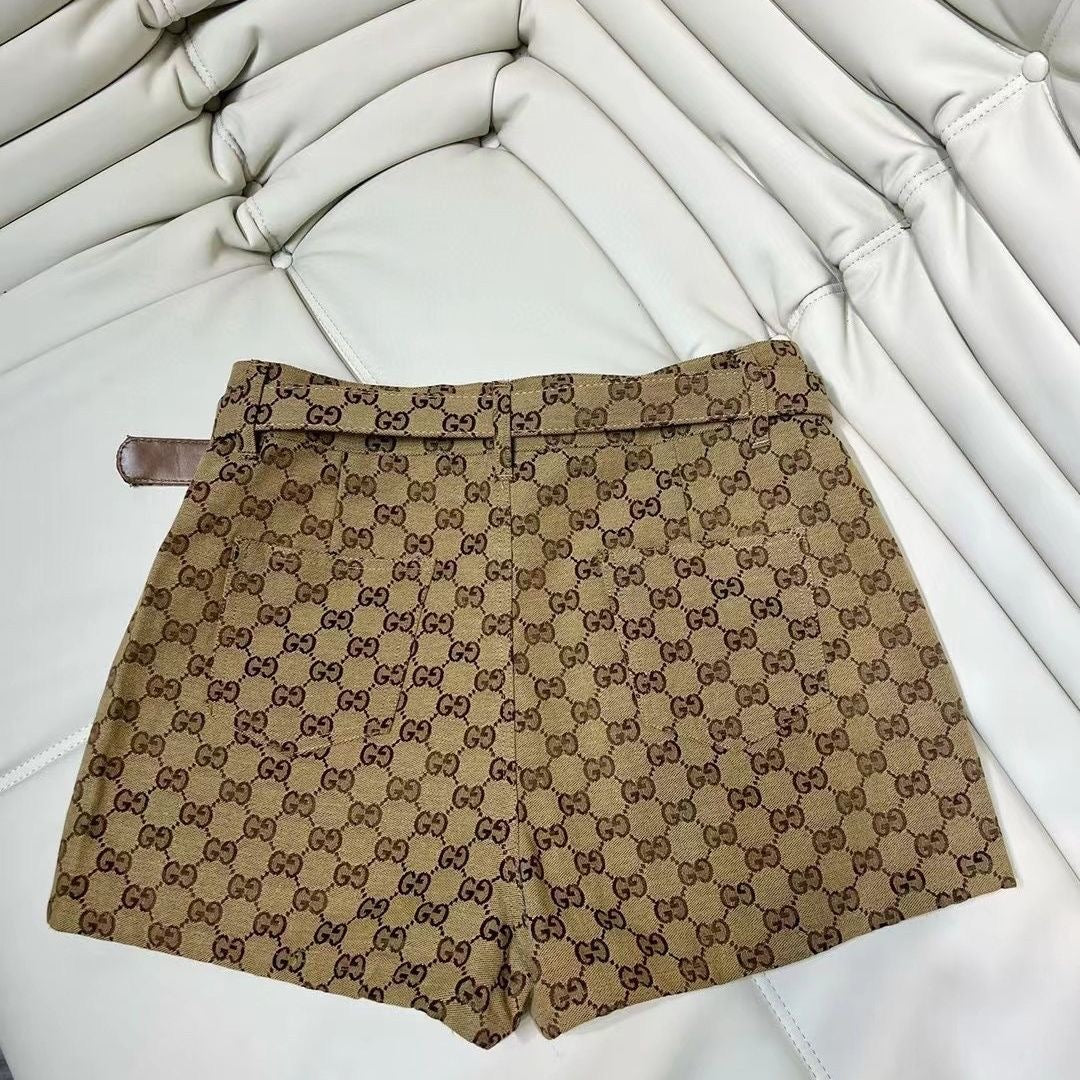 0528 Khaki high waist shorts