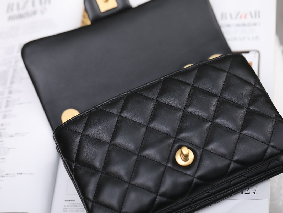 0528 New Model Adjustable Buckle Flap Bag black