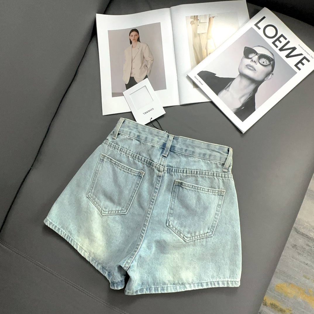 0528 Pocket hole denim shorts