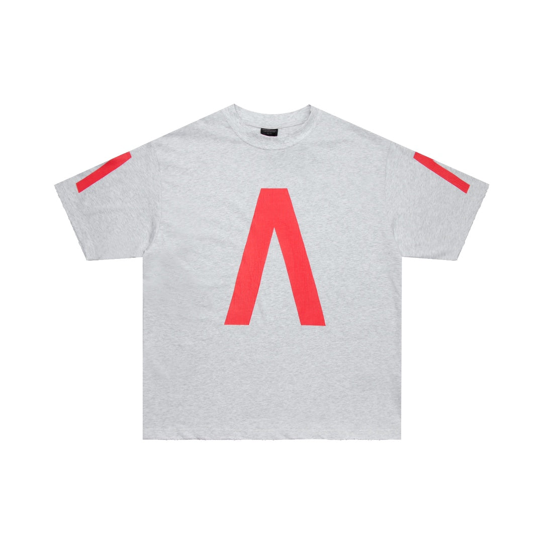 T-shirt oversized in light grey/red