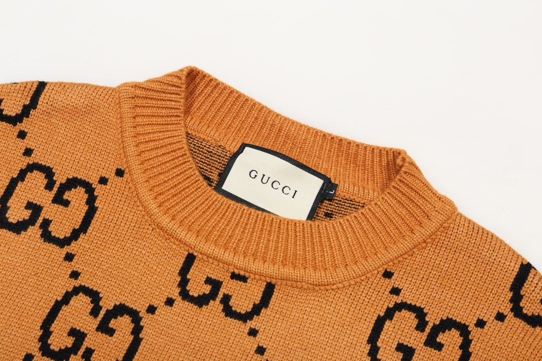 0909 New alphabet jacquard crew-neck sweater