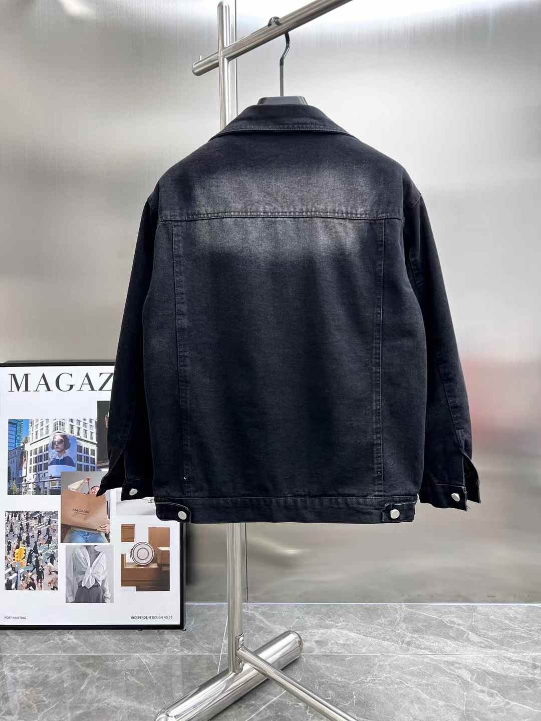 Heavy process limited edition runway fleece denim jacket