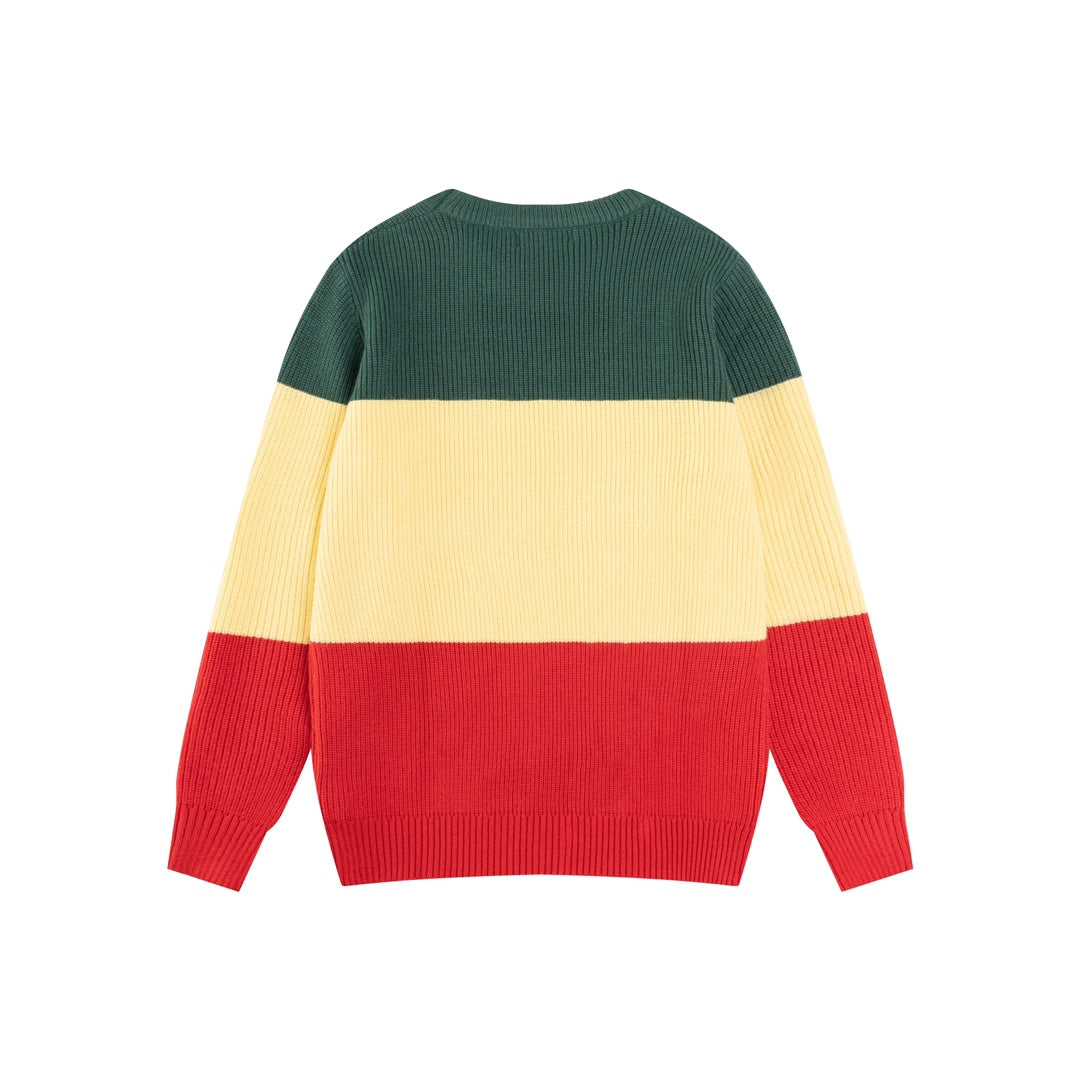 New traffic light color-matching knit sweater