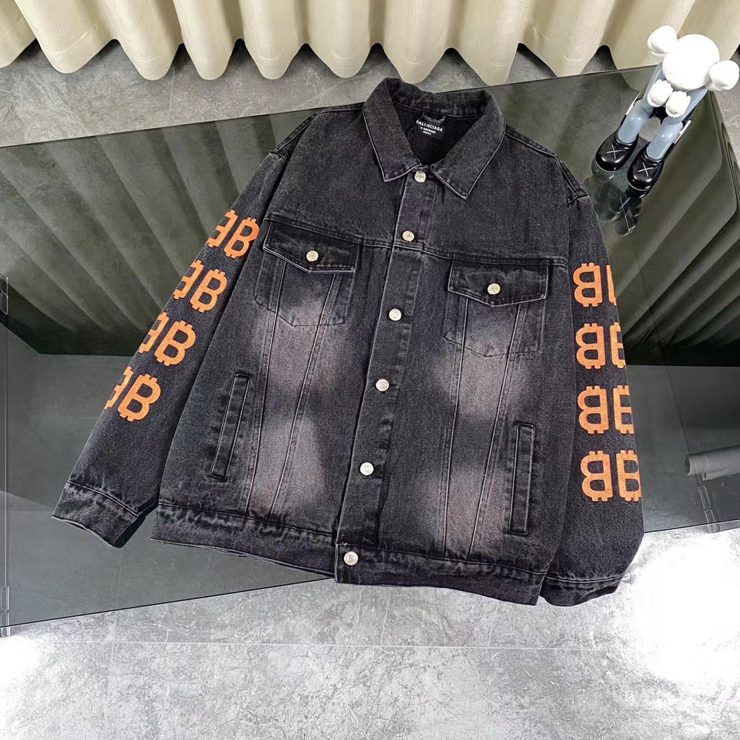 Light luxury double B print denim jacket