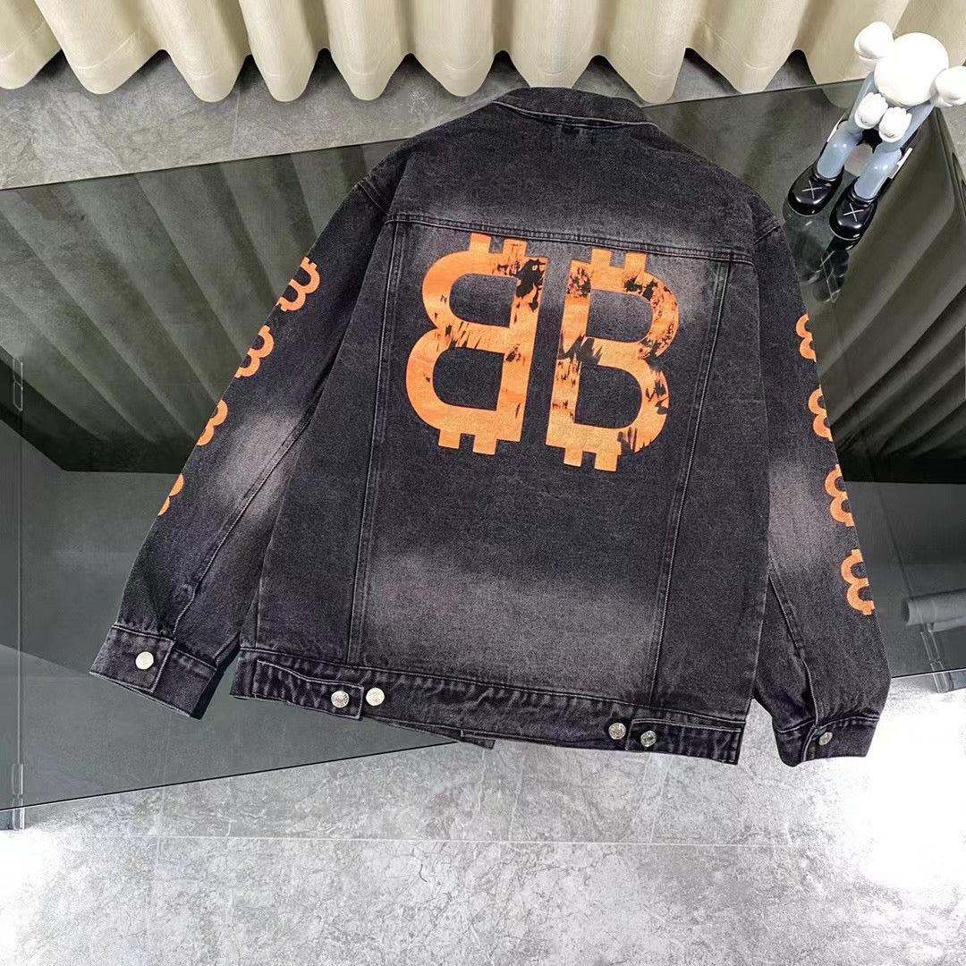 Light luxury double B print denim jacket