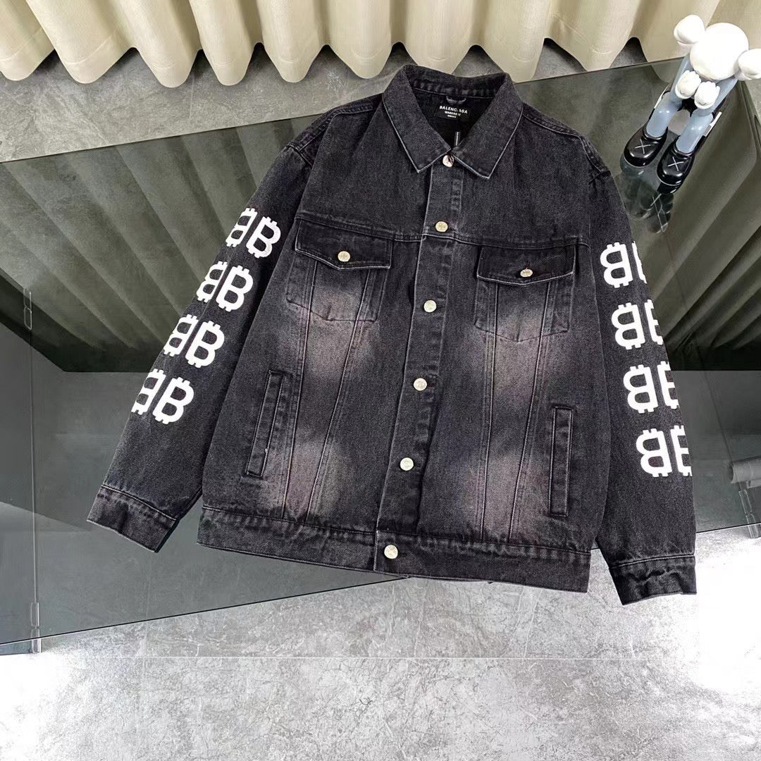 Light luxury double B print denim jacket