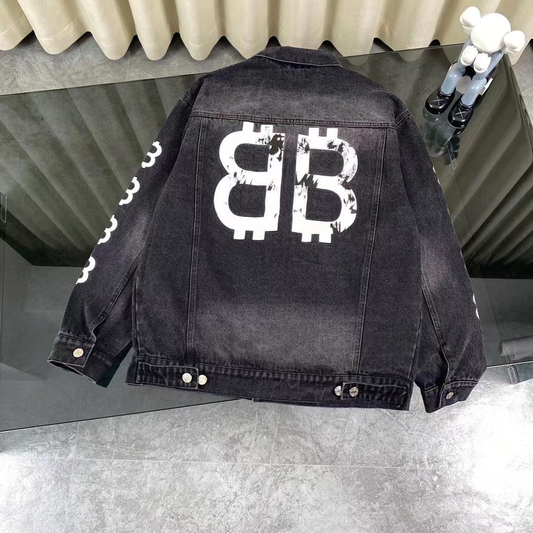 Light luxury double B print denim jacket