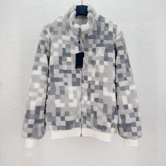 Individually designed plaid fleece jacket