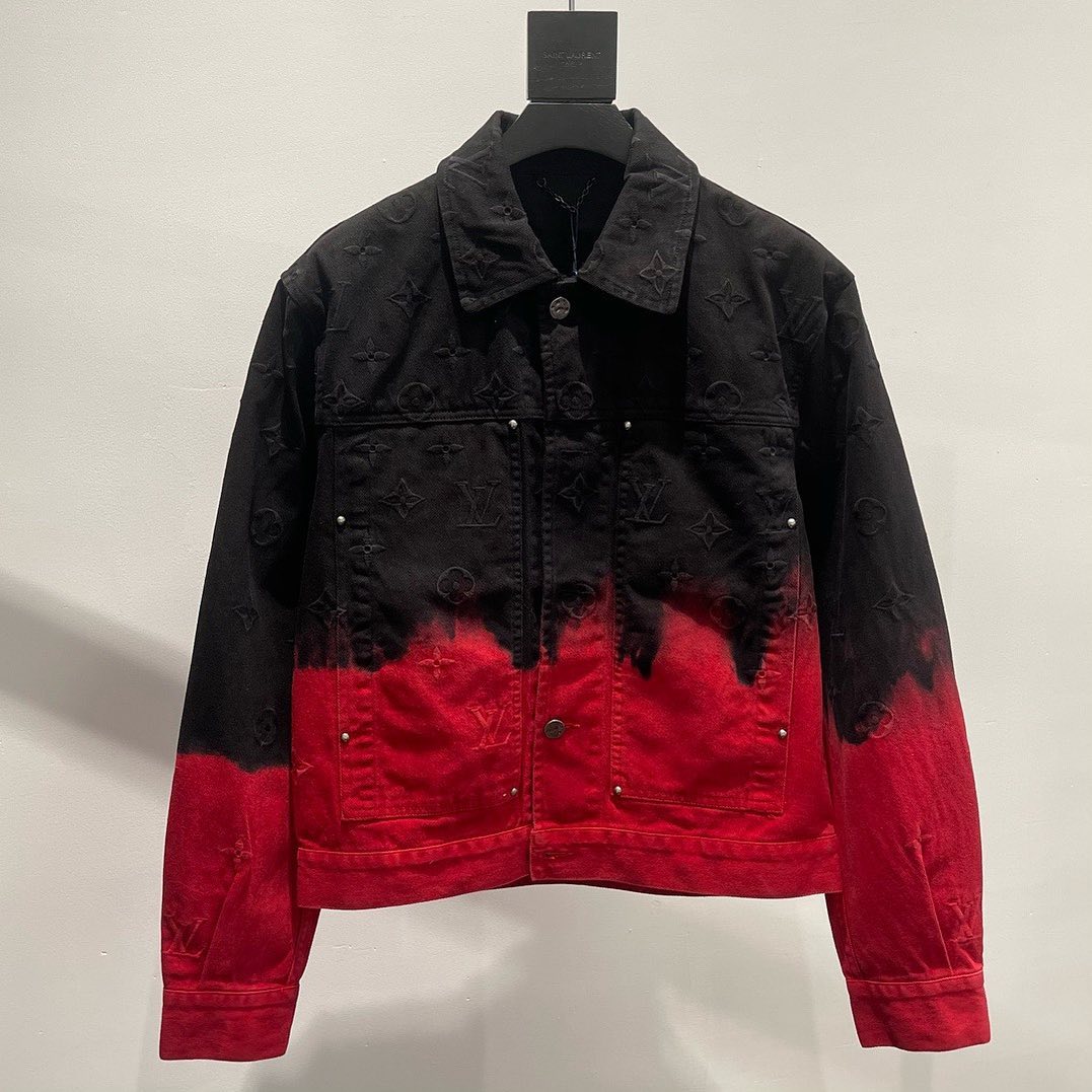 Volcanic red matching denim jacket