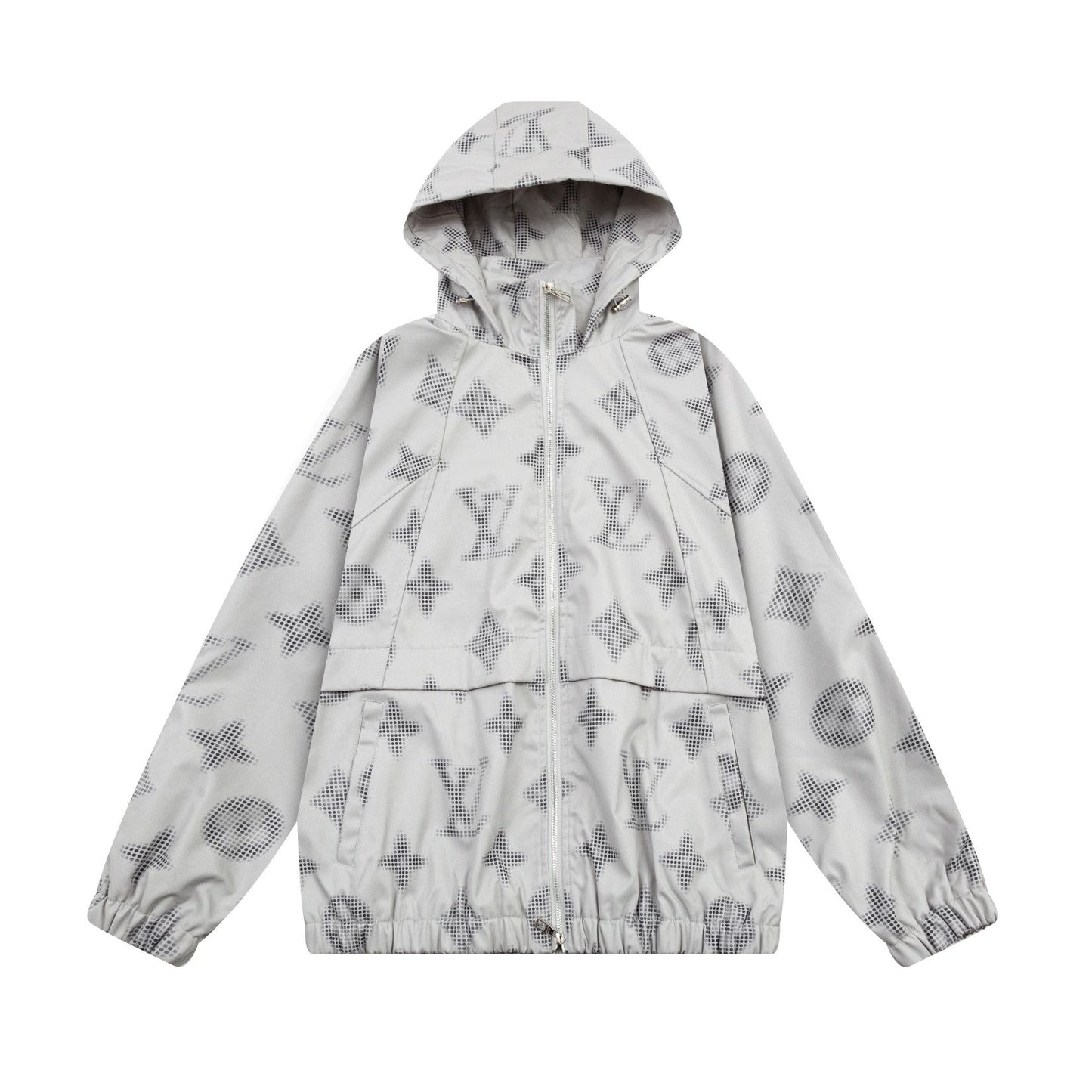 1021 New high quality full print trench zipper coat