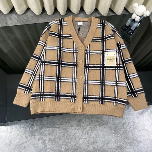 24SS plaid knit classic cardigan