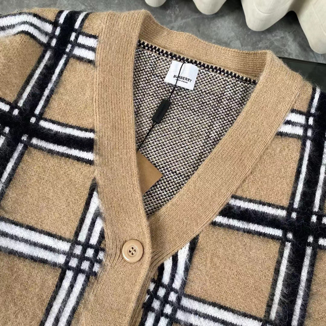 24SS plaid knit classic cardigan