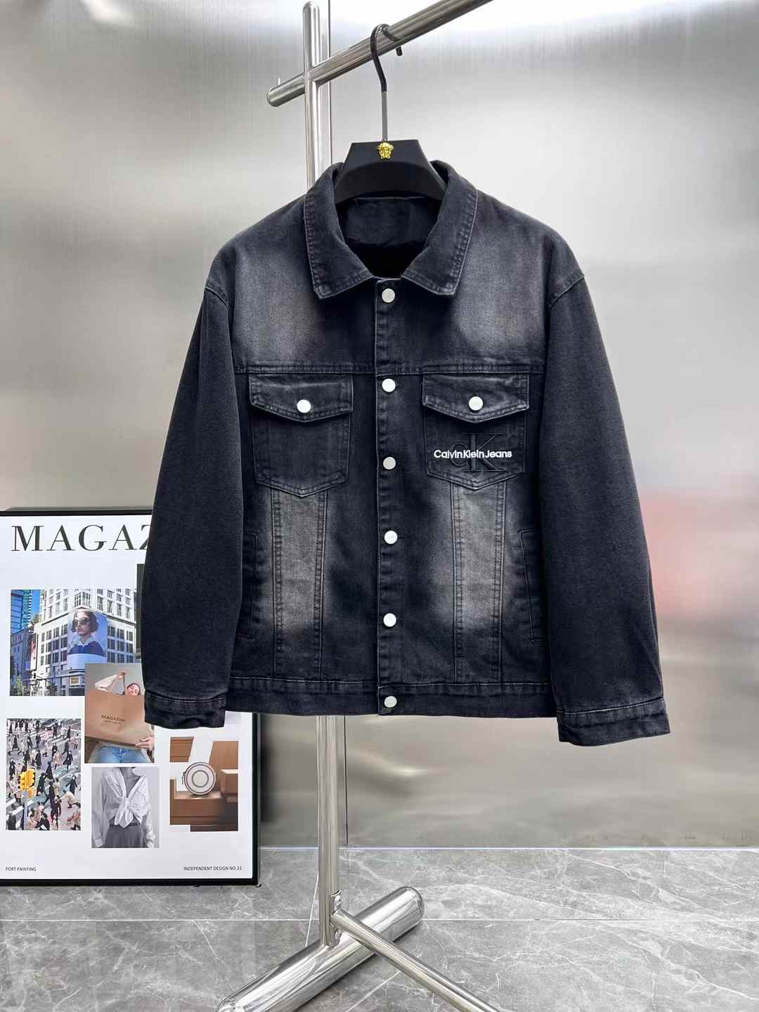 Heavy process limited edition runway fleece denim jacket