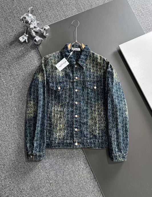 Vintage print layers denim jacket