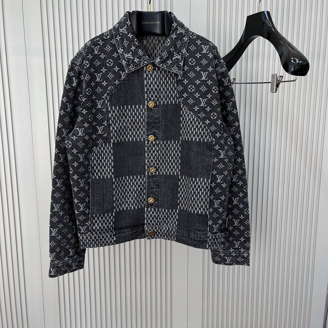 Design plaid denim jacket